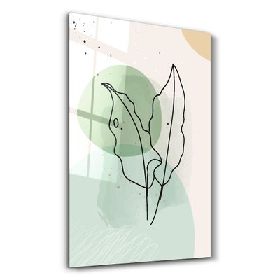Autres décorations murales - Abstract Shapes and Leaves V1 | Glass Wall Art - ARTDESIGNA