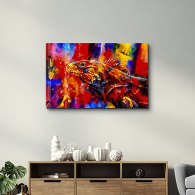 Other wall decoration - Abstract Colorful Iguana | Glass Wall Art - ARTDESIGNA