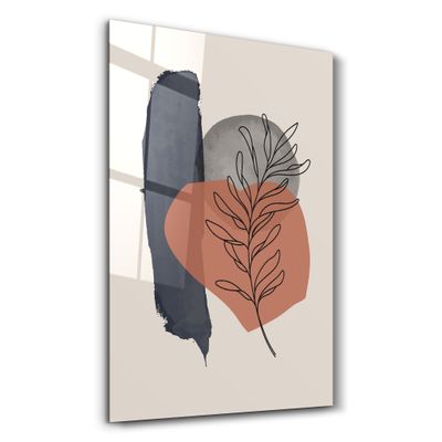 Autres décorations murales - Abstract Shapes and Leaves V4 | Glass Wall Art - ARTDESIGNA