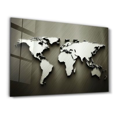 Other wall decoration - Metallic World Map | Glass Wall Art - ARTDESIGNA
