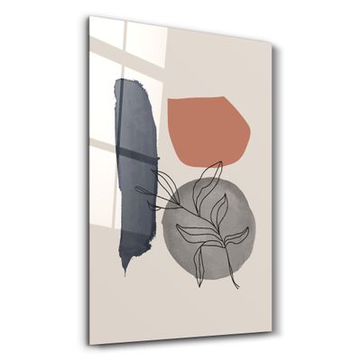 Autres décorations murales - Abstract Shapes and Leaves V5 | Glass Wall Art - ARTDESIGNA
