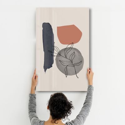 Autres décorations murales - Abstract Shapes and Leaves V5 | Glass Wall Art - ARTDESIGNA