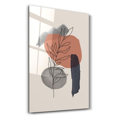 Other wall decoration - Abstract Shapes and Leaves V6 | Glass Wall Art - ARTDESIGNA