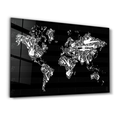 Other wall decoration - Music World Map | Glass Wall Art - ARTDESIGNA