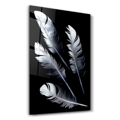Autres décorations murales - White Feathers | Glass Wall Art - ARTDESIGNA