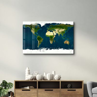 Autres décorations murales - Satellite World Map | Glass Wall Art - ARTDESIGNA