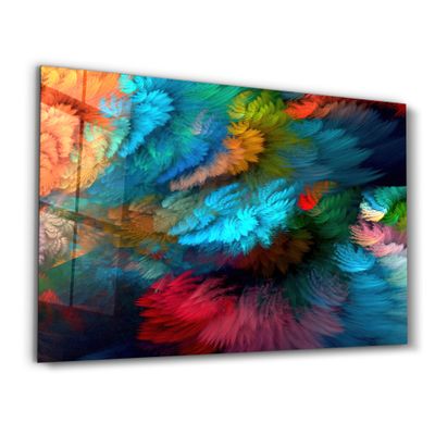 Autres décorations murales - Colorful Plumes | Glass Wall Art - ARTDESIGNA