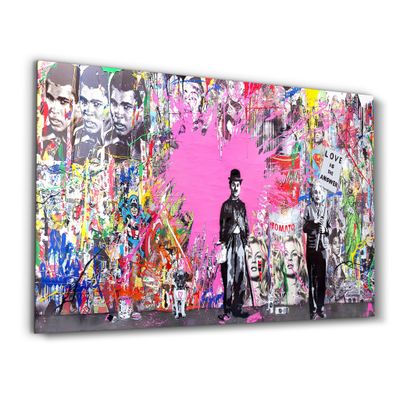 Autres décorations murales - Banksy Pink Love Glass Wall Art - ARTDESIGNA
