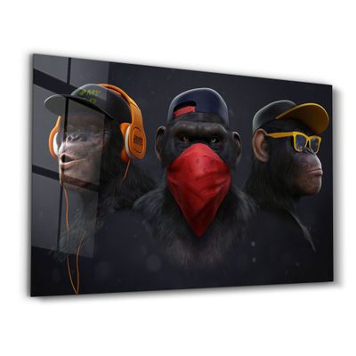 Other wall decoration - Monkeys Gang | Glass Wall Art - ARTDESIGNA