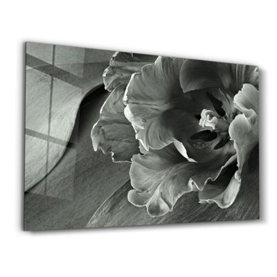 Autres décorations murales - White&Gray Flower | Glass Wall Art - ARTDESIGNA