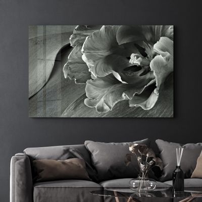 Other wall decoration - White&Gray Flower | Glass Wall Art - ARTDESIGNA