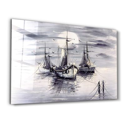 Autres décorations murales - White Boats | Glass Wall Art - ARTDESIGNA