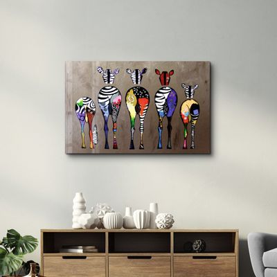 Other wall decoration - Colorful Zebra Family | Glass Wall Art - ARTDESIGNA