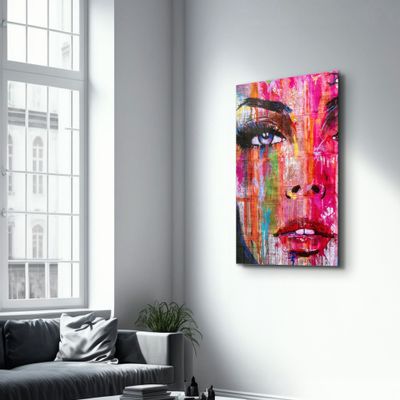 Autres décorations murales - Colorful Woman Face | Glass Wall Art - ARTDESIGNA