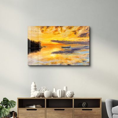 Autres décorations murales - Boats In A Calm Sea | Glass Wall Art - ARTDESIGNA