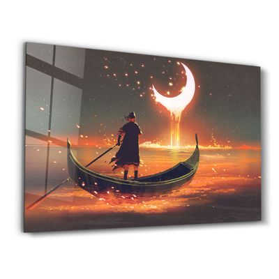Autres décorations murales - Rowing The Boat Into A Fantasy World | Glass Wall Art - ARTDESIGNA