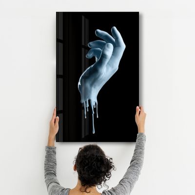 Other wall decoration - Blue Hand | Glass Wall Art - ARTDESIGNA