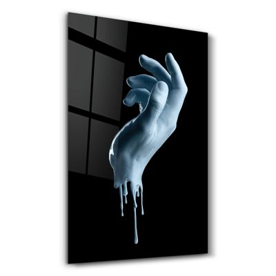 Autres décorations murales - Blue Hand | Glass Wall Art - ARTDESIGNA
