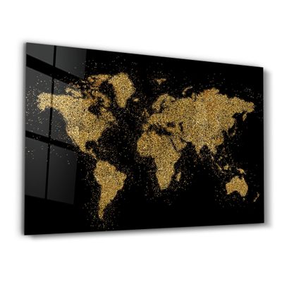 Other wall decoration - World Map In Golden | Glass Wall Art - ARTDESIGNA
