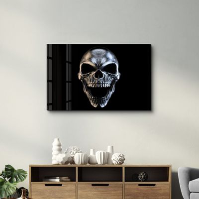 Other wall decoration - Silver Skull | Glass Wall Art - ARTDESIGNA