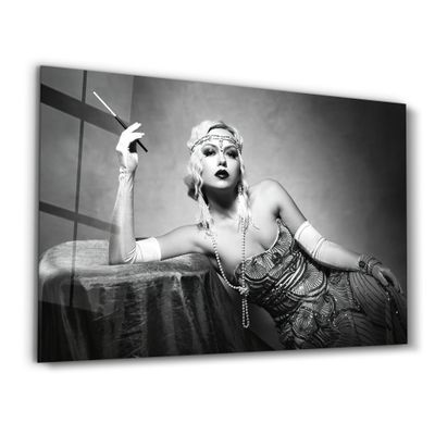 Autres décorations murales - The Woman In Black And White | Glass Wall Art - ARTDESIGNA