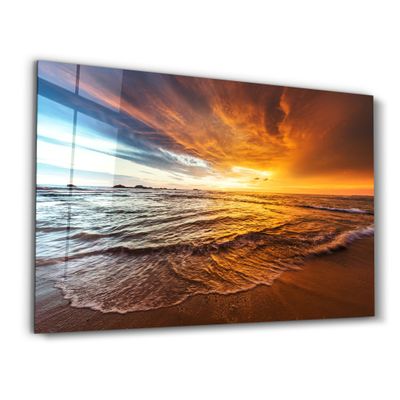 Autres décorations murales - Endless Ocean Wtih Sunset | Glass Wall Art - ARTDESIGNA