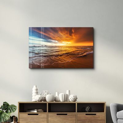 Other wall decoration - Endless Ocean Wtih Sunset | Glass Wall Art - ARTDESIGNA
