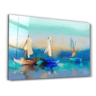 Other wall decoration - Boats Oil Painting | Glass Wall Art - ARTDESIGNA