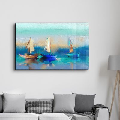 Other wall decoration - Boats Oil Painting | Glass Wall Art - ARTDESIGNA