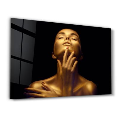 Autres décorations murales - Beauty Woman With Golden Skin | Glass Wall Art - ARTDESIGNA