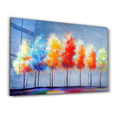 Autres décorations murales - Colorful Trees 3 | Glass Wall Art - ARTDESIGNA