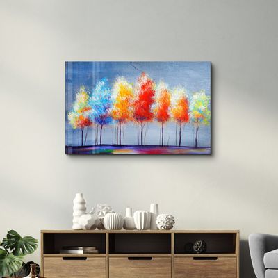 Other wall decoration - Colorful Trees 3 | Glass Wall Art - ARTDESIGNA