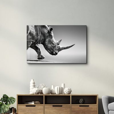 Autres décorations murales - Black Rhinoceros | Glass Wall Art - ARTDESIGNA