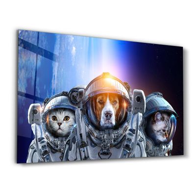 Autres décorations murales - Dog&Cat With Space Suits | Glass Wall Art - ARTDESIGNA