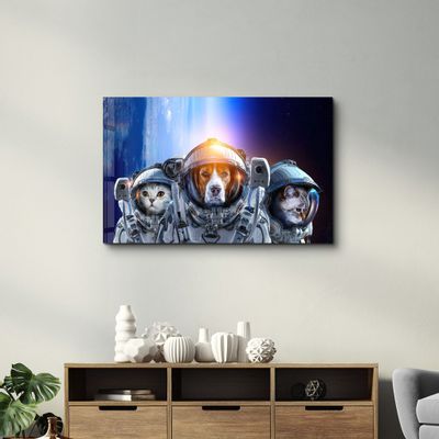 Autres décorations murales - Dog&Cat With Space Suits | Glass Wall Art - ARTDESIGNA
