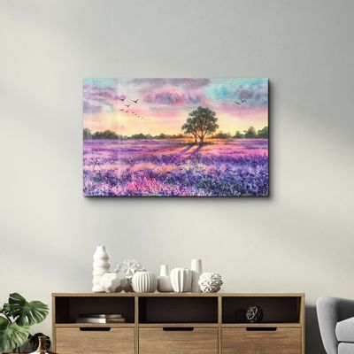 Other wall decoration - Sunset Meadow Painting | Glass Wall Art - ARTDESIGNA