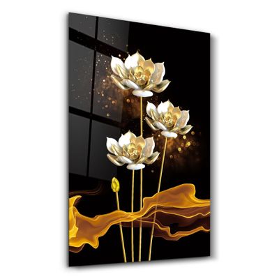 Autres décorations murales - The Golden Leaf Plant | Glass Wall Art - ARTDESIGNA