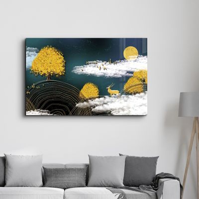 Autres décorations murales - Golden Trees | Glass Wall Art - ARTDESIGNA