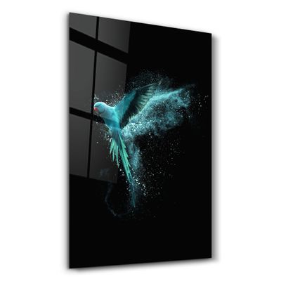 Other wall decoration - Turquoise Parrot | Glass Wall Art - ARTDESIGNA