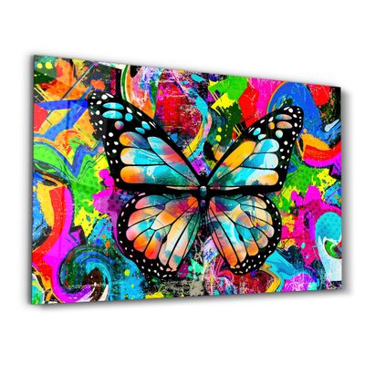 Autres décorations murales - Colorful Butterfly | Glass Wall Art - ARTDESIGNA