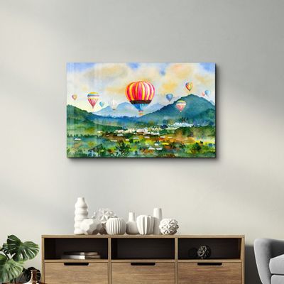 Autres décorations murales - The Village Of Hot Air Balloon | Glass Wall Art - ARTDESIGNA