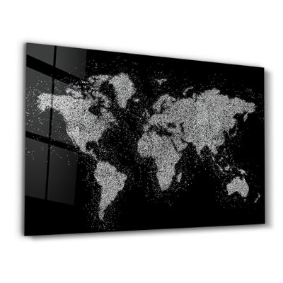 Autres décorations murales - World Map In Silver | Glass Wall Art - ARTDESIGNA