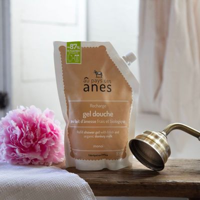 Cosmétiques - Recharge gel douche au lait d'ânesse frais et biologique 500ml - AU PAYS DES ÂNES
