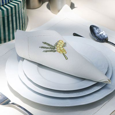 Cadeaux - Set de 2 serviettes jaunes « Mini Flowers - HYA CONCEPT STORE
