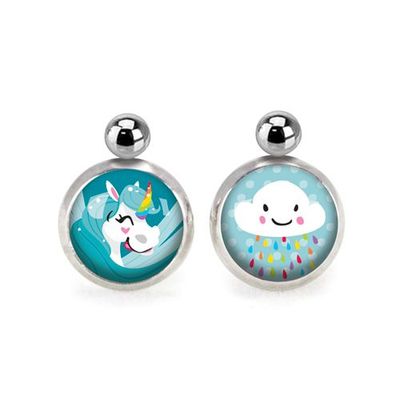 Kids accessories - Nomade Billes Licorne Bleue / Nuage - Silver - LES MINIS D'EMILIE