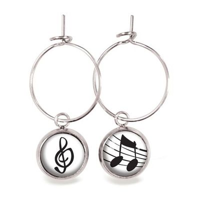 Accessoires enfants - Nomade Créoles Enfant Clé de Sol / Note de Musique - Argent - LES MINIS D'EMILIE