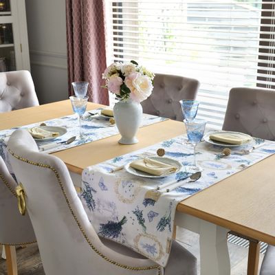 Table cloths - Runner both sided Lavender & Beige Gingham - ROSEBERRY HOME