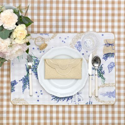 Sets de table - Sets de table both sided Lavender & Beige Gingham - 4 pièces - ROSEBERRY HOME