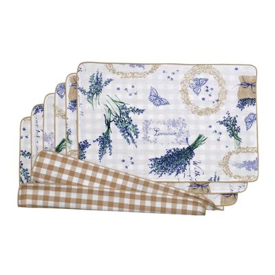 Sets de table - Sets de table both sided Lavender & Beige Gingham - 4 pièces - ROSEBERRY HOME