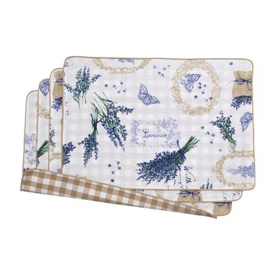 Dessous de plat - Sets de table both sided Lavender & Beige Gingham - 6 pièces - ROSEBERRY HOME